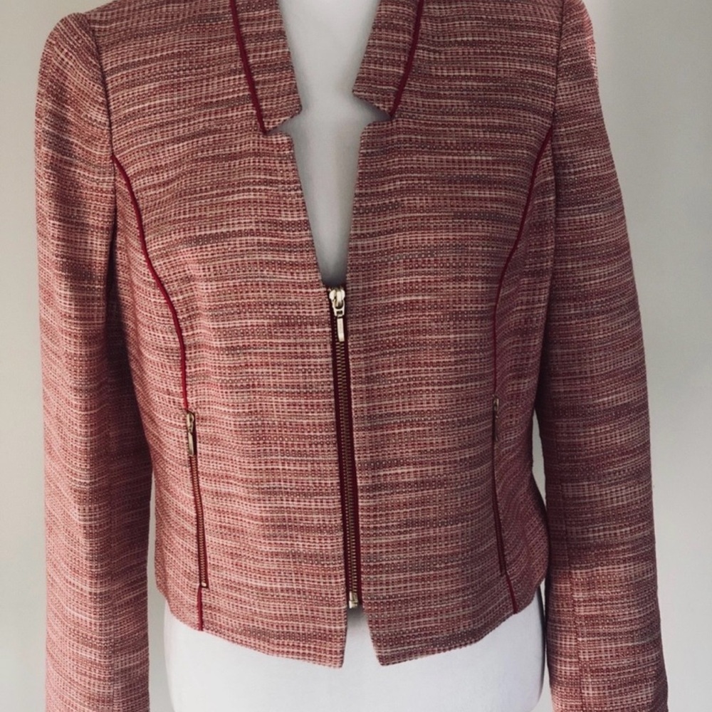 The Limited women size Medium red zipper pockets lined vintage blazer.